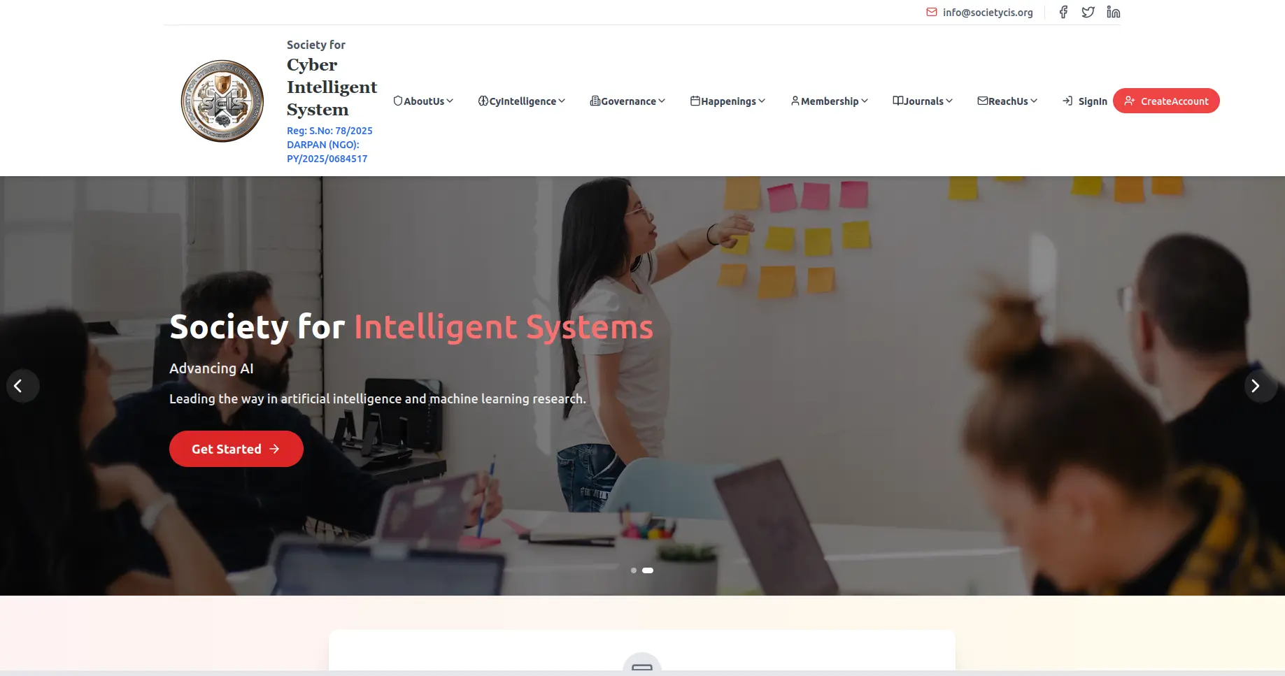 Society for Cyber Intelligent Systems - Full Stack Developer Intern